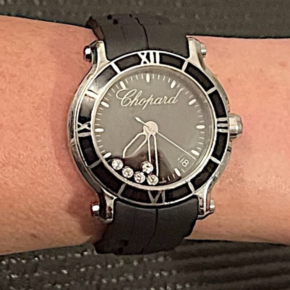 Chopard Happy Sport Round Quartz 36mm Ladies Watch 8475 Stainless Steel Silver - Picture 2 of 9